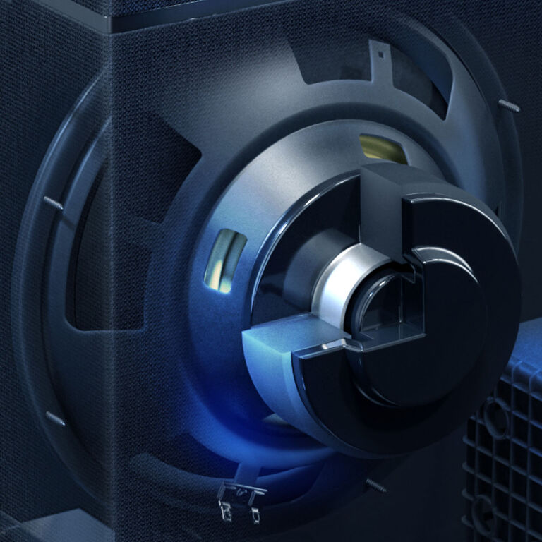 Built-In 12" Powered Subwoofer for thunderous bass
