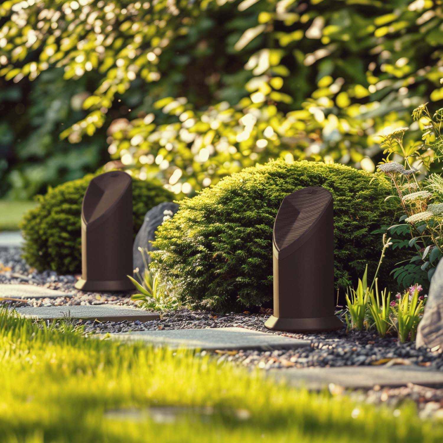 Two BL-550's standing in a garden