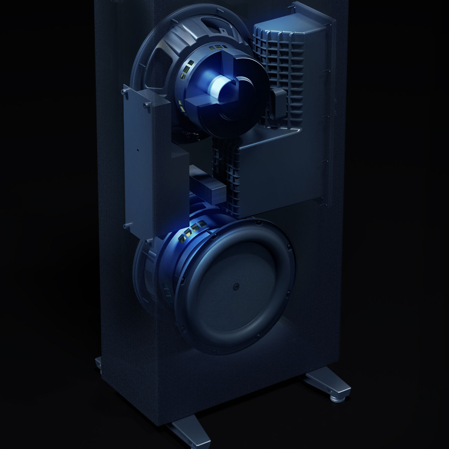 3XR Architecture with Dual Passive Radiators for seamless, well-balanced bass