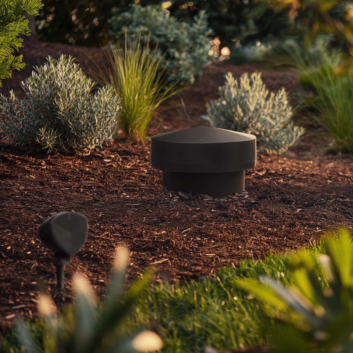 LS-100, and 2 LS-400's installed in a garden
