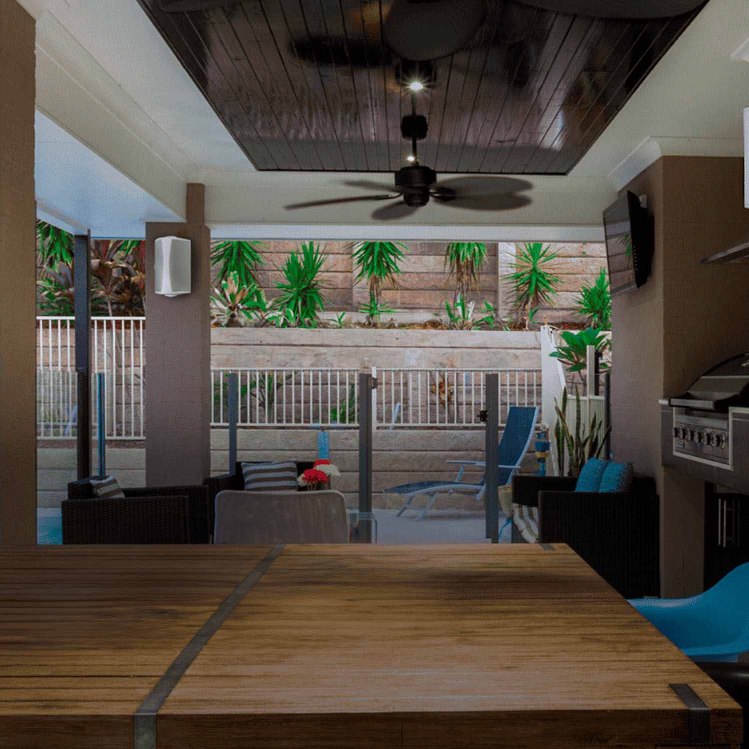 AW550s mounted to outdoor pillars
