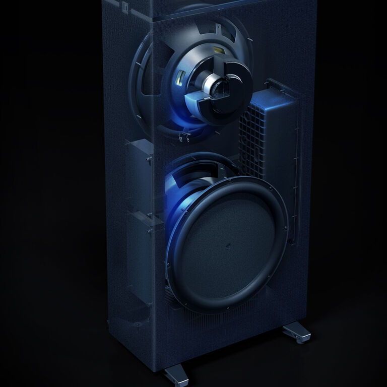 3XR Architecture with Dual Passive Radiators for seamless, balanced bass